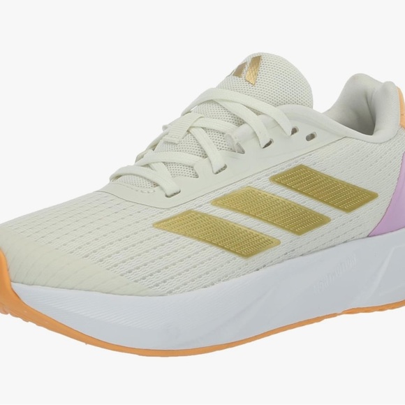 Adidas Cream and Gold Sneakers with pink  Accents Size 4 - 1/2 year 2024 - Picture 1 of 5